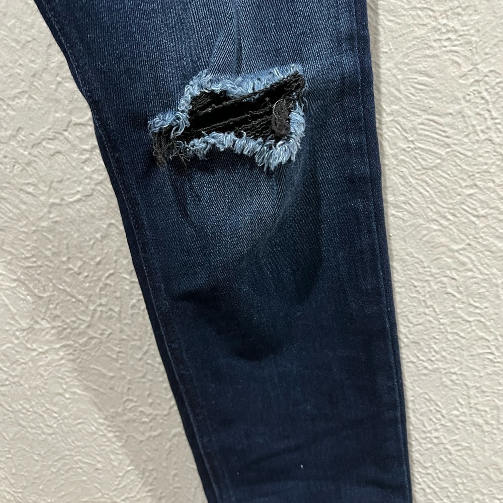 rag & bone Dark Blue Ripped Skinny Jeans Knee Rips EUC very Stylish Jeans - Picture 5 of 9